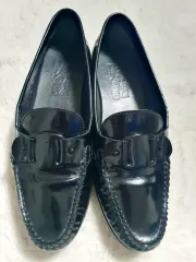 FERRAGAMO フェラガモ ブラック エナメル ローファー レディース 靴 235mm