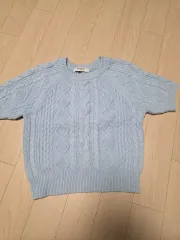 8seconds ケーブル 半袖 ニット スカイブルー
