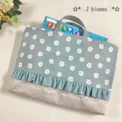 ハンドメイド♡レッスンバッグ♡シンプルフラワーともくもくストライプ 入園 入学 女の子