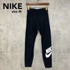 NIKE ナイキ ブラック レギンス スパッツ タイツ アンダーウェア スポーツウェア トレーニングウェア ヨガ フィットネス ランニング ジム ウェア ロゴ プリント スウッシュ ロングパンツ ボトムス コットン Mサイズ ★ ■■