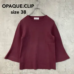 美品 OPAQUE.CLIP オペークドットクリップ エンジ ニット セーター カットソー 38 M 7分袖 ベルスリーブ フレアスリーブ クルーネック 細見え 体型カバー カジュアル オフィス きれいめ 伸縮性 ★ ■◇