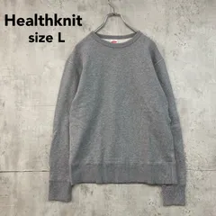 美品 Healthknit ヘルスニット スウェット トレーナー グレー クルーネック プルオーバー 無地 長袖 トップス Ｌサイズ コットン 綿100％ アメカジ カジュアル ストリート ワーク シンプル 定番 古着 コーデ トレンド ★ ■◇のサムネイル