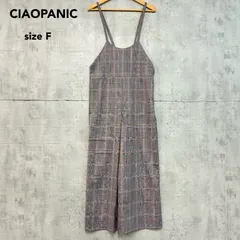 新品 未使用 CIAOPANIC チャオパニック グレー チェック柄 キャミサロペット オールインワン ワイドパンツ オーバーオール バックリボン 調整可能 フリーサイズ F 裏地なし Iラインシルエット CP18A0025270100 ★ ■◇