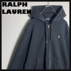 【極美品】RALPH LAUREN フルジップパーカー 刺繍ロゴ 黒 L