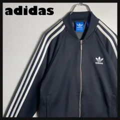【極美品】adidas ジャージ トラックジャケット 刺繍ロゴ 黒 L