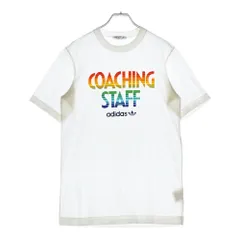 adidas (アディダス) vintage COACHING STAFF Print Tee フロントプリント クルーネック半袖Tシャツカットソー ホワイト ADS-73