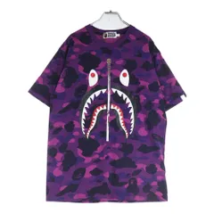 A BATHING APE (アベイシングエイプ) COLOR CAMO SHARK TEE カモ総柄 フロントプリント クルーネック半袖Tシャツカットソー パープル 001CSI301022M
