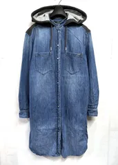 DIESEL｜ディーゼル デニム スウェット 切替 フーデッド シャツ ワンピース