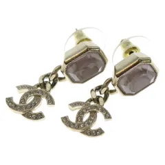 CHANEL (シャネル) ココマーク ラインストーン ピンク ゴールド ピアス AB9351