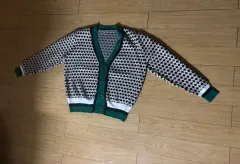 新品級 高品質 アーガイルパターン 厚手 半クロップド丈 ニットカーディガン 8分袖 華奢フィット