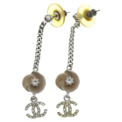 CHANEL (シャネル) ココマーク カメリア フラワーモチーフ ピアス ピンクベージュ シルバー 04P