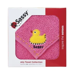 【レターパック発送】Sassy　サッシー　ミニタオル　ピンク　アヒル　タオルハンカチ　ラッピング無料