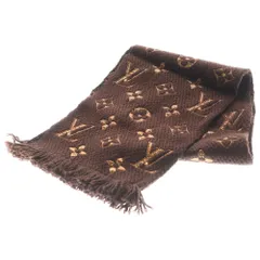 LOUIS VUITTON (ルイヴィトン) エシャルプ ロゴマニア シャイン フリンジマフラー ウール×シルク ブラウン M71383