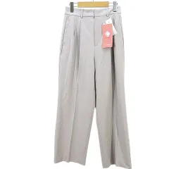 グローバルワーク GLOBAL WORK ワイド パンツ S ライトグレー系 タック ストレッチ タグ付き 