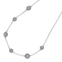 SWAROVSKI (スワロフスキー) 9P クリスタル ストーン チェーン ネックレス チョーカー シルバー レディース