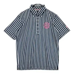 サイズ：LL FILA GOLF フィラゴルフ  半袖ポロシャツ ボタンダウン ストライプ柄 ネイビー系 [240101613058] ゴルフウェア メンズ ストスト
