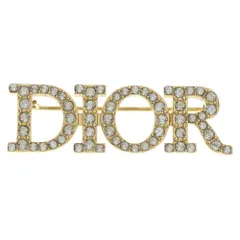 DIOR (ディオール) ロゴ ラインストーン ピンバッジ ブローチ ゴールド GP