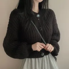 バルーン クロップド ニット カーディガン