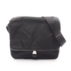 プラダ PRADA ショルダーバッグ TESSUTO SAFFIANO V166 ブラック ナイロン サフィアーノレザー トライアングルロゴ メッセンジャーバッグ ユニセックス Used B