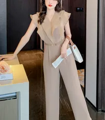 パンツドレス オールインワン フリル ノースリーブ パーティー