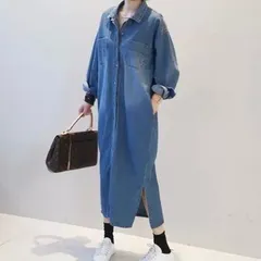ロング シャツワンピース ワンピース デニムワンピ  レディース