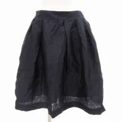 イネド INED フレアスカート ギャザー ひざ丈 バックジップ 9 M 紺 ネイビー /TZ 1026 ■GY09