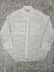 エイチ&エム アイボリー レース シャツ ブラウス S