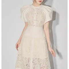 パーティードレス 半袖 膝丈 透け感 レース 清楚 シースルー