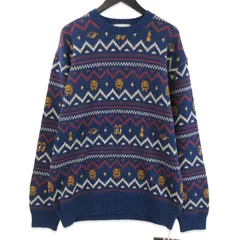 未使用 WEIRDO ウィアード クルーネックセーター WRD5310 25AW コットン ジャガード ニット リラックスフィット ネイビー L 71014949のサムネイル