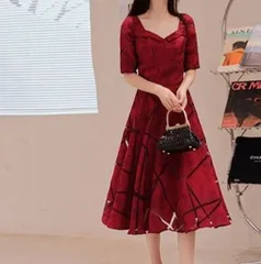 パーティー ドレス 半袖 Aライン ワンピース ２色 結婚式 発表会