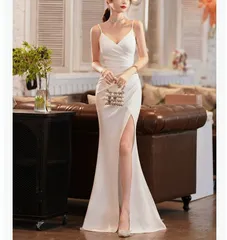 ドレス セクシー ロング マーメイド キャミ スリット 韓国 SALE