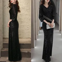 ドレス スパンコール ロング マーメイド シック SALE 韓国