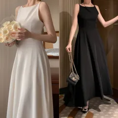 ワンピース ロング Aライン ノースリーブ 上品 韓国 SALE