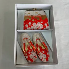 七五三　3歳女の子　草履　バッグ　かばん　2点セット　サイズ18cm　朱色　中古　T456