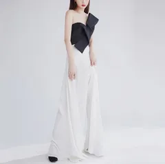 ノースリーブ オールインワン XS/3XL パンツドレス ワイドパンツ