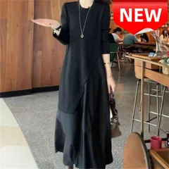 ⭐新品⭐黒 ロング ワンピース レディース 長袖 Aライン マキシ丈 ゆったり 体型カバー 大きいサイズ 秋冬 春 カジュアル きれいめ オフィス 通勤 お出かけ フォーマル シンプル おしゃれ 韓国ファッション トレンド 大人可愛い エレガント ご褒美