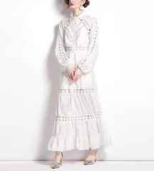 ワンピース 花柄 レース ロングドレス マキシ丈 エレガント