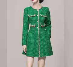 ワンピース ツイード Aライン エレガント ひざ上 上品