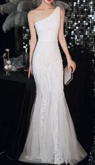 ワンショルダー ロング マーメイドドレス ビジュー エレガント