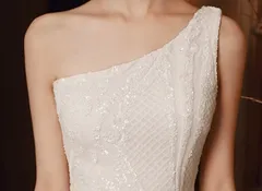 ワンショルダー ビジュー エレガント マーメイドドレス ロング