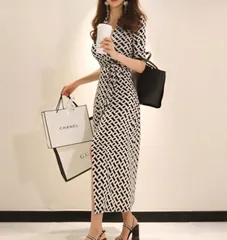 ワンピース ロング 総柄 ラップワンピース セクシー