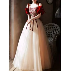 プリンセスライン ロング ドレス リボン 半袖 上品 韓国 SALE