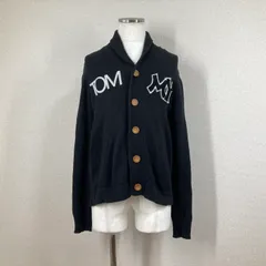【トミー】カーディガン ニット セーター M　TOMMY　黒　ブラック　綿 コットン　ロゴ 襟付き y2k グランパコア　シティーボーイ 