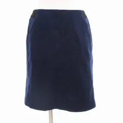 インディヴィ INDIVI 美品 ひざ丈 台形スカート ストレッチ バックジップ 36 S 紺 ネイビー /TZ 1026 ■GY09