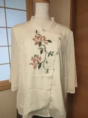 シルク製シャツブラウス　チャイナ風