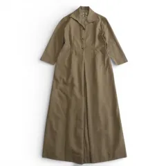 美品　Jocomomola　ホコモモラ　レトロ　襟付　ロング　ワンピース　ベージュ　５分袖　サイズ40　ウール　Aライン