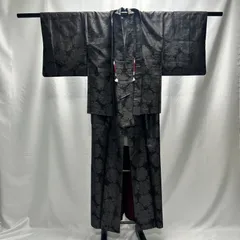 大島紬　アンサンブル　着物　羽織　セット　グレー系　毛玉・ひきつれ多数あり　中古品　管理番号KKVKAM35