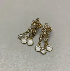 SN854 ヴィンテージ ゴールドトーン ゴールド調 ラインストーン イヤリング アンティーク 重さ6.5g