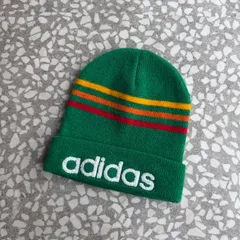 adidas / 00’s border beanie size Free アディダス　刺繍ロゴ　ラスタカラー　ビーニー　帽子　ストリート sk8