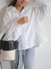 リュクス 長袖 フードが可愛い ブラウス ふんわり シャツ